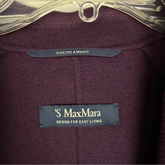 MaxMara ‘S Wool Eggplant Dark Purple Belted Wrap Long Coat - Picture 5 of 7